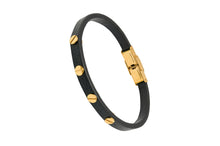 Load image into Gallery viewer, bracelet with black leather
