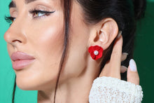 Load image into Gallery viewer, Red Rose Earrings
